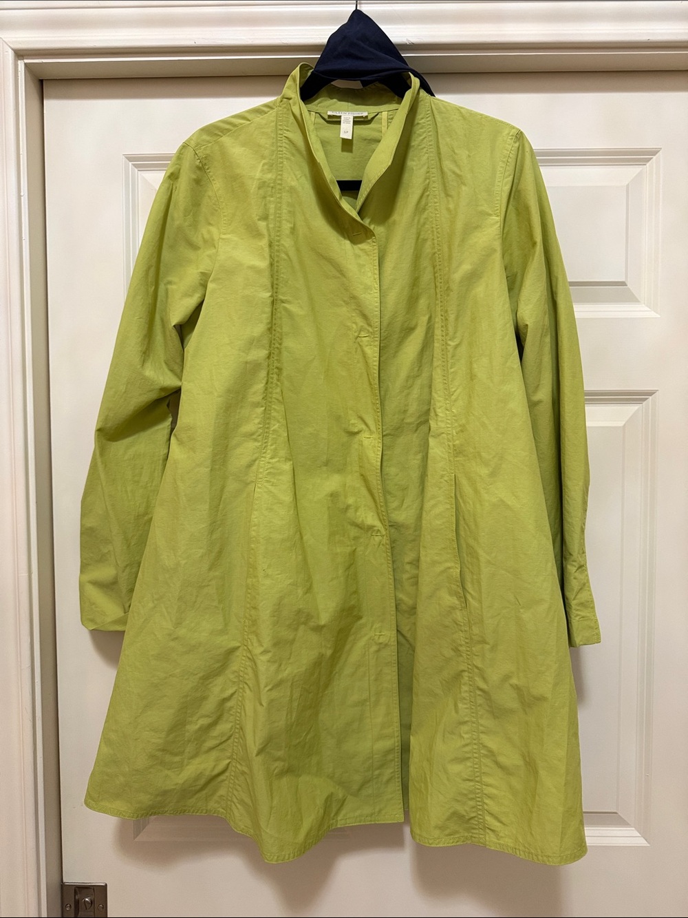 Eileen Fisher Green A-line Trench Coat, organic cotton/nylon blend S SP
